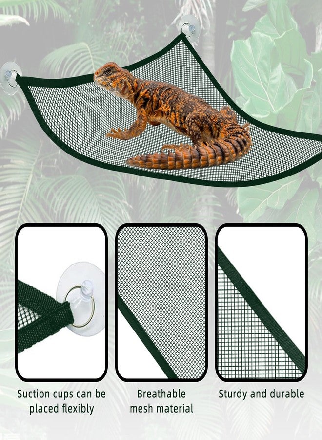 hokable 2 Pcs Bearded Dragon Lizard Hammock, Geckos Hammock, Breathable Mesh Reptile Hammock, Suitable for Large & Small Bearded Dragons Anole Geckos Lizards or Snakes（Green） - Image 4
